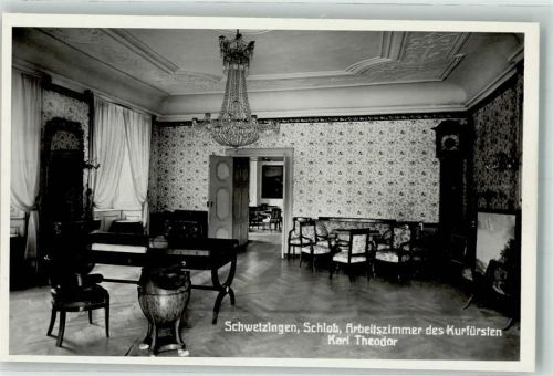 68723 W6830 Schwetzingen Foto AK Arbeitszimmer des Kurfürsten Karl Theodor im Grossherzoglichen Schloss