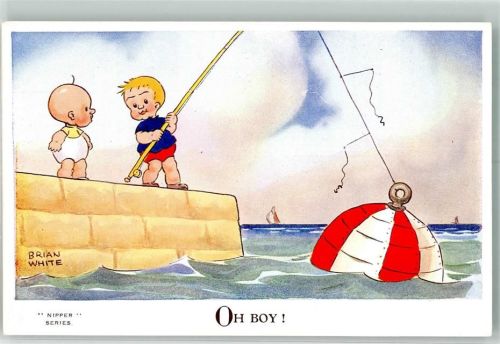 sign. Brian White Boje an der Leine Kinder Humor Valentines Nipper Postcard Nr. 4319