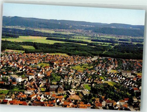 Ramstein-Miesenbach Fliegeraufnahme des Ortes mit Kath. Kirche St. Nikolaus und Sickinger Höhe