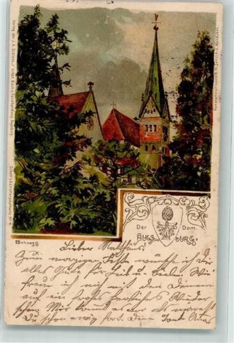 Augsburg 1900 Lithographie Der Dom
