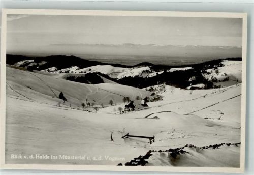 Oberried Winter Blick von der Halde ins Münstertal u. d. Vogesen