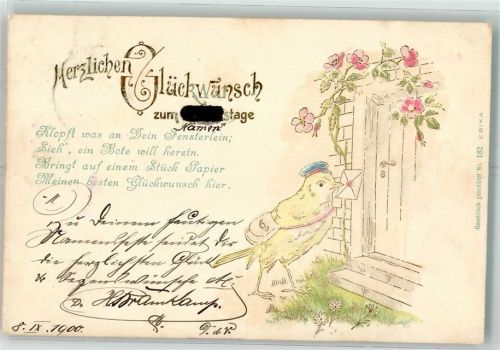 1900 vermenschlicht Postbote Glückwunsch Gedicht