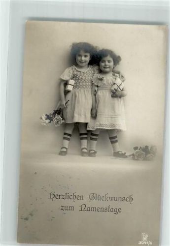 1913 Serie 3041/6 Kind Mädchen mit Rosen und Pakete Namenstag