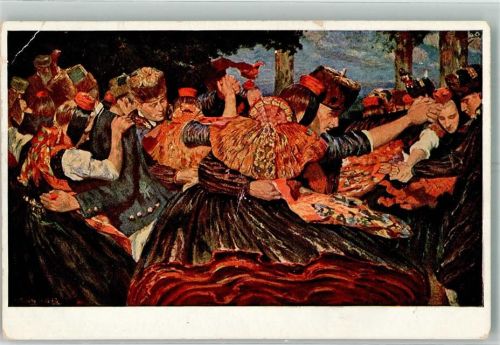 sign. Bantzer C. Bauerntanz Kunstverlag Gustav Mandt Nr. 264 Künstlerkarte