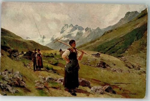 1917 Nr. 252 sign. Schmidt, Matthias Abendfriede Bauern nach getaner Feldarbeit
