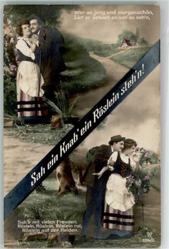 1913 Junger Mann engumschlungen mit einer Frau in Norddeutscher Tracht in Niedersächsischer Landschaft Fotostudioaufnahme GG & Co. 2114/2