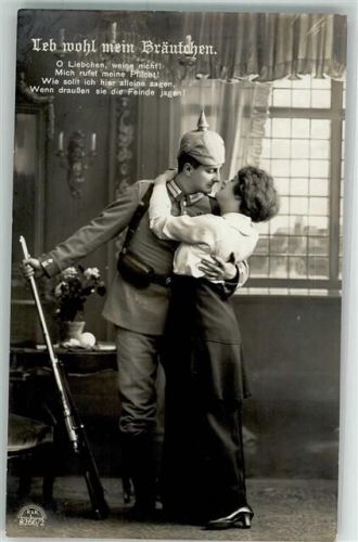 1913 FRau Soldat Paar Spruch Leb wohl mein Bräutchen RKL Nr.8266-2