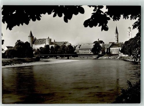 Lauingen Donaubrücke mit Herzogschloss und Schimmelturm
