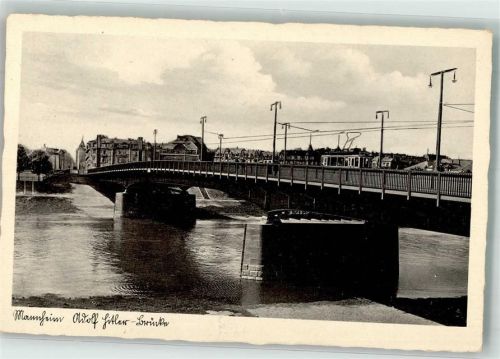 Mannheim Adolf-Hitler Brücke Straßenbahn WK II Verlag Felix Korn Nr. 10073