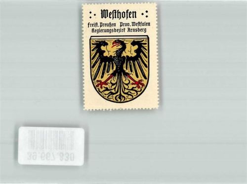 Westhofen Wappen Freistaat Preußen Province Westfahlen Regierungsbezirk Arnsberg
