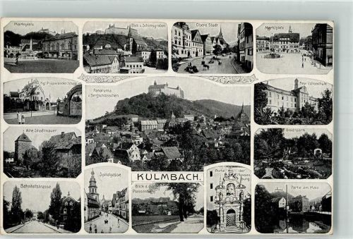 Kulmbach Bergschlösschen Marktplatz Obere Stadt Stadtpark Stadtmauer Volksschule Portal Plassenburg Spitalgasse Bahnhofstrasse Kgl. Präparanden Schule Mehrfachabbildungen