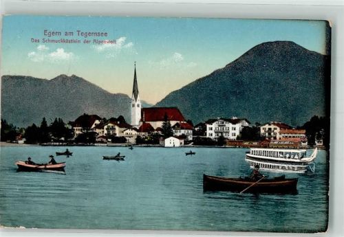 Rottach-Egern 1912 mit Kirche St. Laurentius Verlag Lehrburger 19609