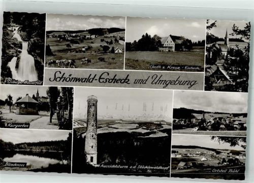 Escheck Gasthaus zum Kreuz Aussichtsturm Stöcklewaldkopf Kirche