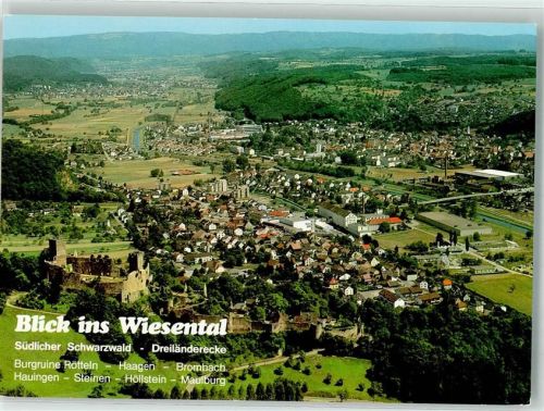 Lörrach Fliegeraufnahme Blick ins Wiesental