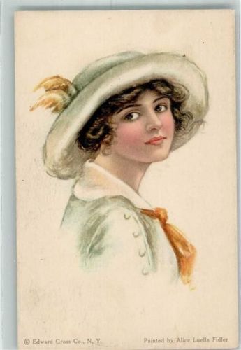 1914 Eine elegante junge Frau Hutmode American Girl No. 96 Künstlerkarte Edward Gross