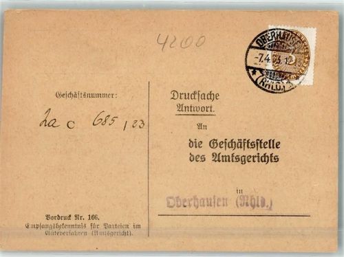 Oberhausen Die Geschäftsstelle des Amtsgerichts Vordruck Nr. 166