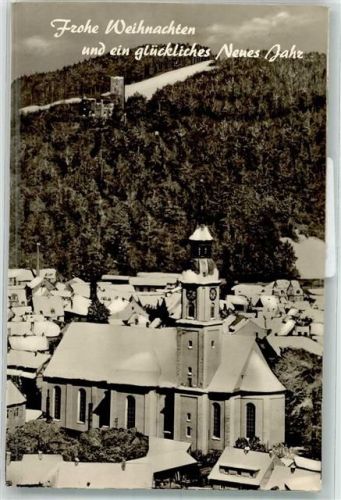 Waldkirch mit Kirche St. Margarethen und Kastelburg im Winter Weihnachten Neujahr Foto Original aus Archiv eines Ansichtskartenverlags