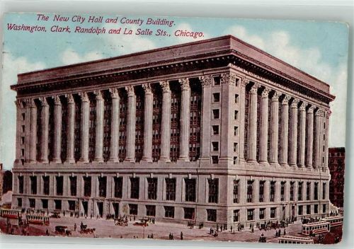 Chicago 1912 The New City Hall County Building Straßenbahn