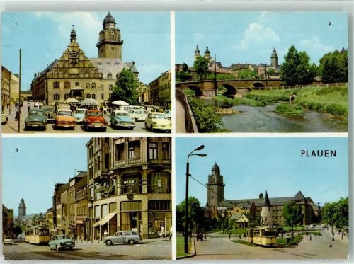 Plauen Altmarkt Dr.-Külz-Brücke Bahnhofstraße Otto-Grotewohl-Platz Straßenbahn Fotograf Darr VEB Bild und Heimat
