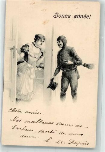 1904 Glücksbringer klopft an der Tür Bonne Annee Neujahr