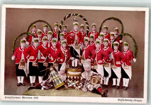 München 1935 Reifschwunggruppe des Schäfflertanzes in Tracht Fotograf Willy Walcher