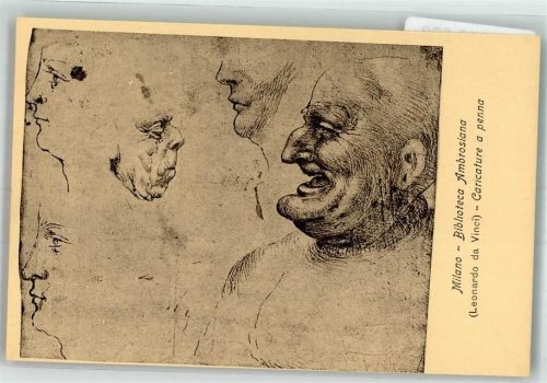 Milano sign. Leonardi da Vinci Caricature a penna