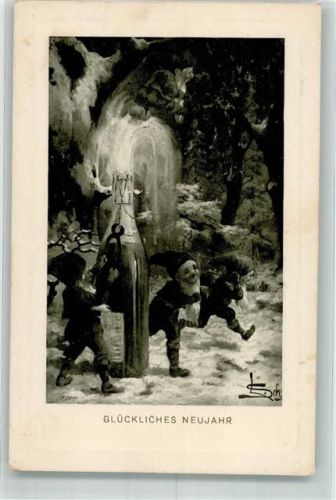 Neujahr sign. Sch L. Sekt H.H.i.W. Serie 769 Zwerg Künstlerkarte