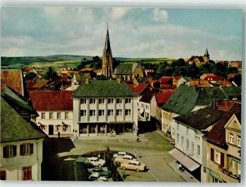 Bad Sobernheim Marktplatz mit Kath. Kirche Kreissparkasse und Haus Hüttenberg