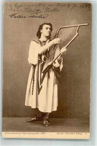 Oberammergau 1905 Kreuzesschule 1905 David ( Theodor Land ) Schauspieler mit einer Harfe