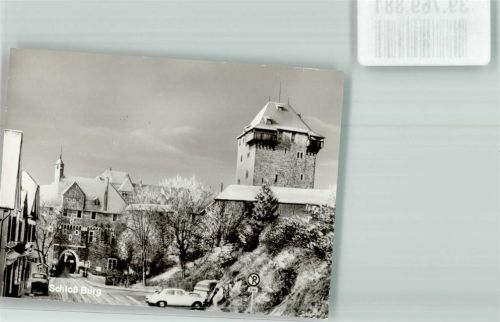 Burg Schloss Winter Auto Foto Original aus Archiv eines Ansichtskartenverlags