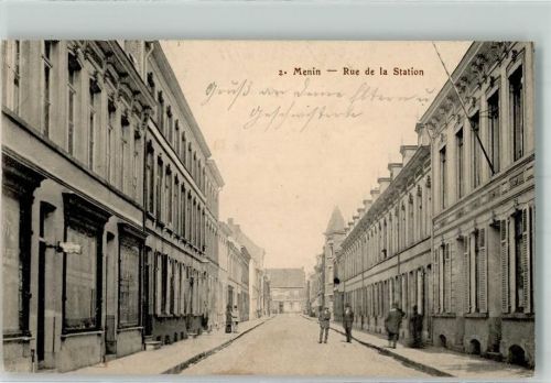 Menen 1915 Rue de la Station Feldpost WK I III.Inf.div.