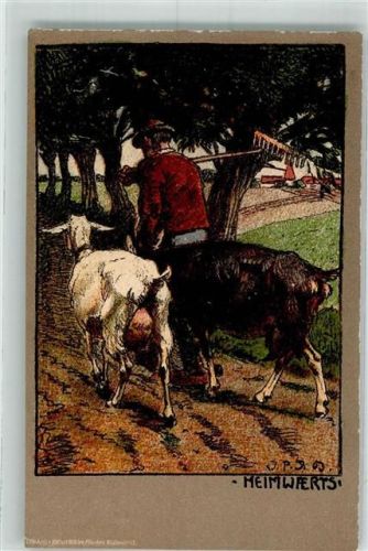 Heimwärts Bauer mit einem Rechen Verlag Hubert Köhler