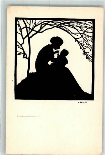 1928 sign. Zeller Mutter mit ihrem Baby unter einem Baum Schweizerischer Wochen- und Säuglingspflegerinnen-Bund