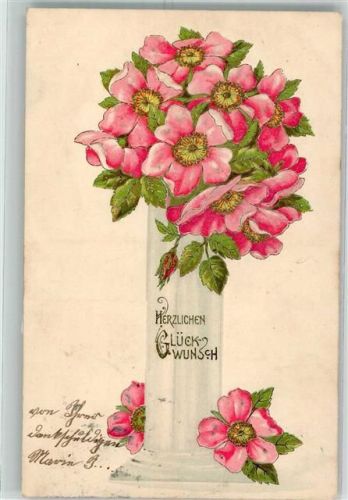 1902 Rosen Glückwunsch Litho