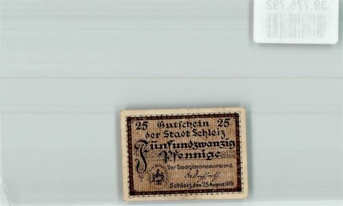 Schleiz 1919 25 Pfennig Gutschein Die alte Münze