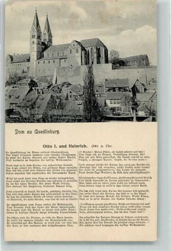 Quedlinburg 1926 Dom Gedicht Otto I. und Henrich