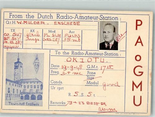 Enschede 1948 Amateurfunk QSL Karte