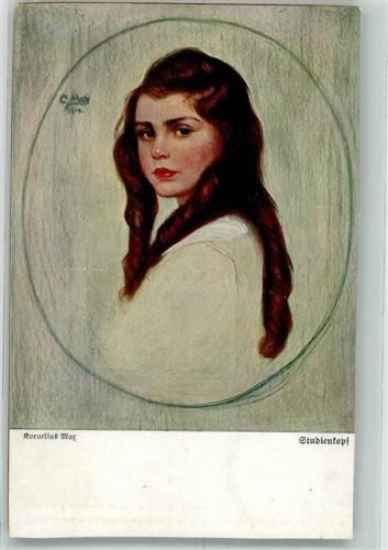 1914 sign. Mar Kornelius Studienkopf Wohlgemith u. Lissner Kunstverlag No. 3011