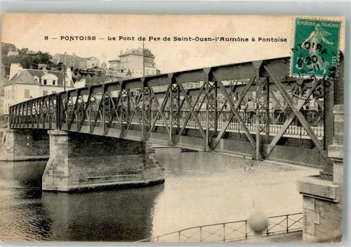 Pontoise 1910 Le Pont de Fer de Saint-Ouen-l´Aumone Briefmarke Bildseite