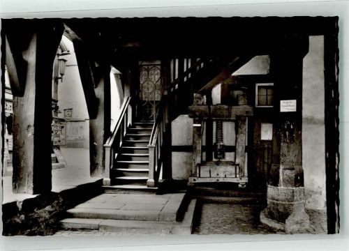 Michelstadt Tuchprese in der Halle des Alten Rathauses