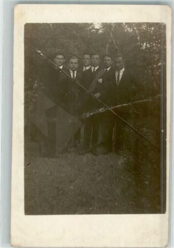 München 1928 Gruppenfoto Fahnenweihe Skt. Anna Privatfoto AK Ort handschriftlich