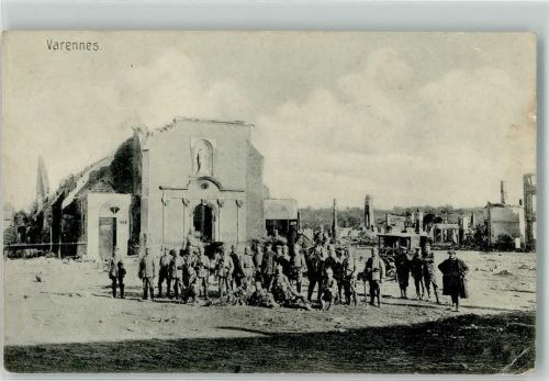 Varennes 1915 Feldpost WK I 27.Inf.Div. Kirche Ruine Uniform