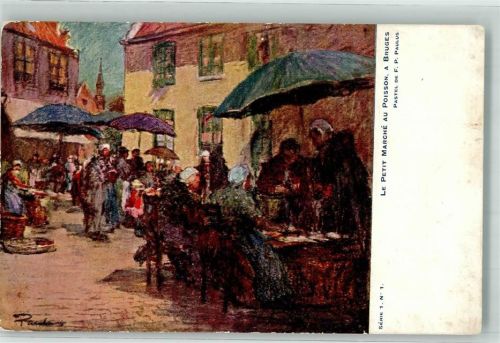 Bruges sign. Paulus,F.P. Marktszene