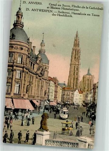 Antwerpen 1917 Straßenbahn Hofkirche Hansahaus Feldpost WK I Lazarett