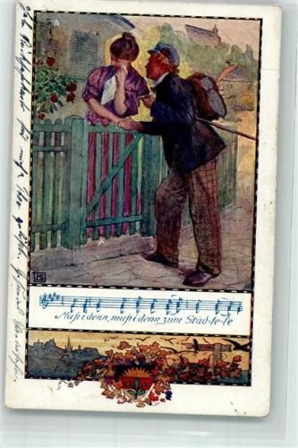 1914 Liederkarte Frau Muss i denn zum Städtele hinaus Nr.367