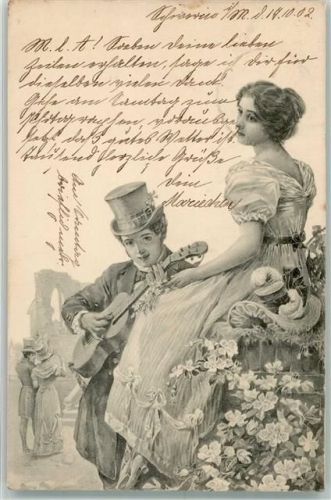 1902 Serie 224 Nr. 1 Gitarre Liebespaar Biedermeier
