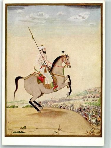1935 General Shaisteh Khan Pharma Böhringer Werbung Serie , Moghul Miniatur Malerei 17. Jahrh.