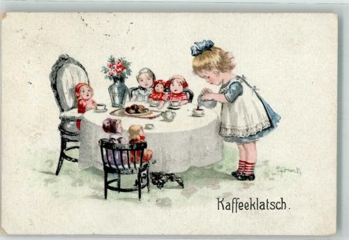 1918 Kind Puppen Kaffeeklatsch Feldpost WB SS Nr.5618
