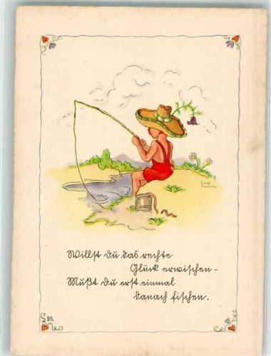 Kind Regenwurm sign Liesel Lauterborn Verlag P.M.B. 41/1