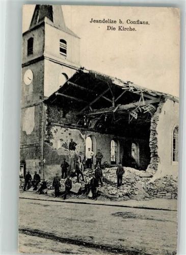 Jeandelize 1917 Kirche Feldpost WK I Bayr.Etappen-Hilfs-Komp Nr. 6